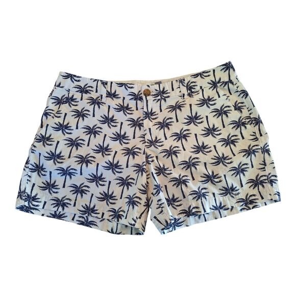 Old Navy Every Day Palm Tree Shorts 100% Cotton Navy Blue on White Misses size 8 - Picture 1 of 11